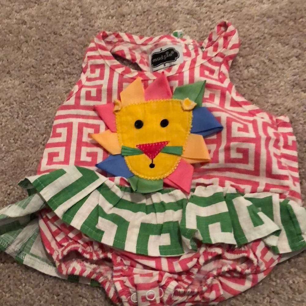 Lion ribbon sun suit with attached skirt
